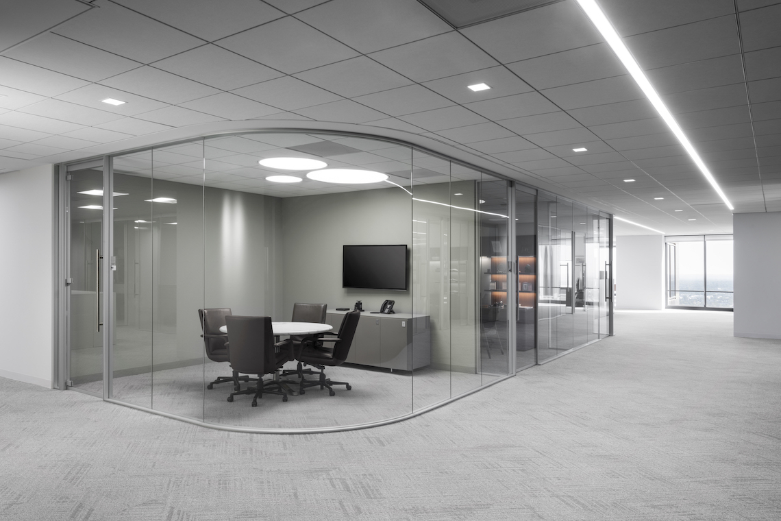 Curved Glass Conference Room