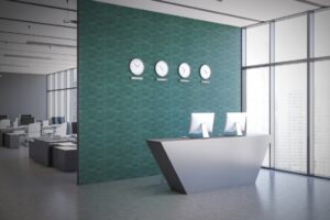 Geometric Cork Wall in Reception