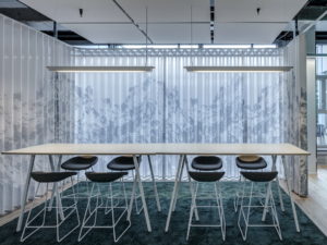 Rectangle acoustic ceiling panels meeting room