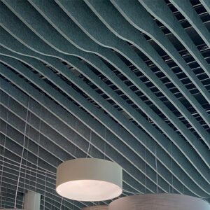 impact acoustic bespoke wave ceiling baffle